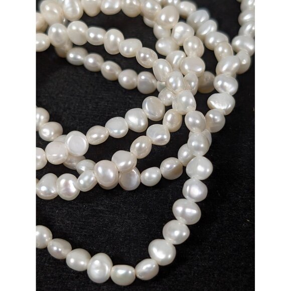 Set of 5 White Baroque Pearl Stretch Bracelets Stacking 6.5 in - Picture 3 of 8